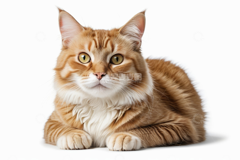 高清大图下载【趣麦麦图】趴卧的橘色长毛猫