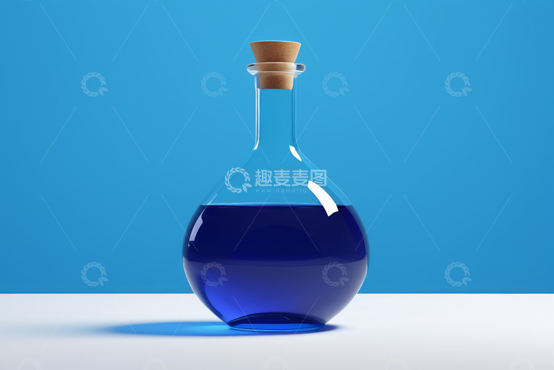 高清大图下载【趣麦麦图】蓝色液体玻璃烧瓶素材