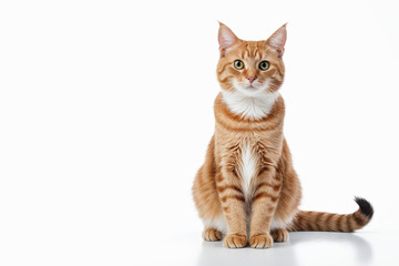 橘白条纹猫正坐特写