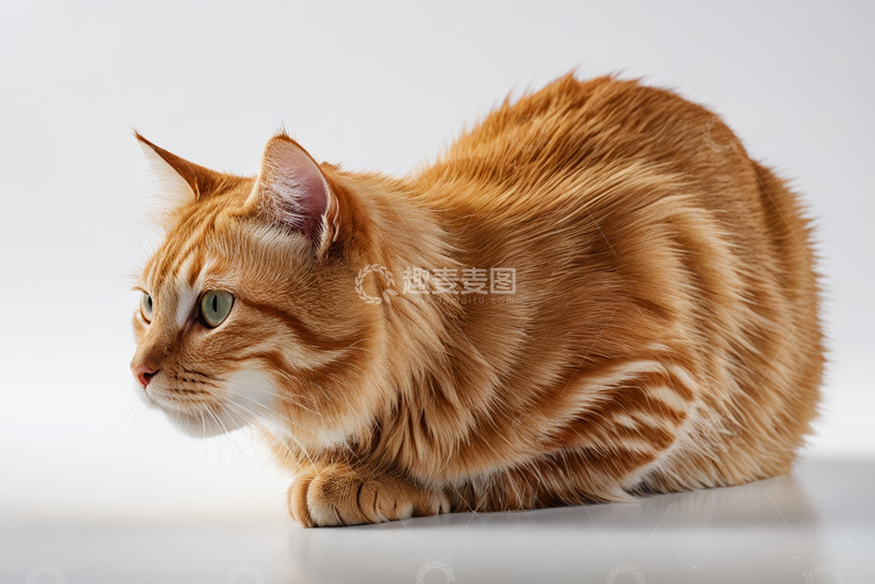 高清大图下载【趣麦麦图】橘色长毛猫侧视图