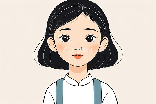 卡通短发女孩人物肖像