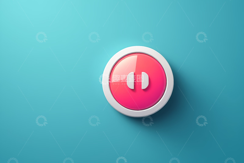 高清大图下载【趣麦麦图】蓝色背景上的红色暂停按钮