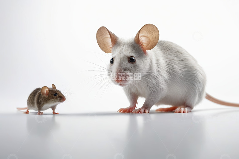 高清大图下载【趣麦麦图】大小老鼠相对而立特写