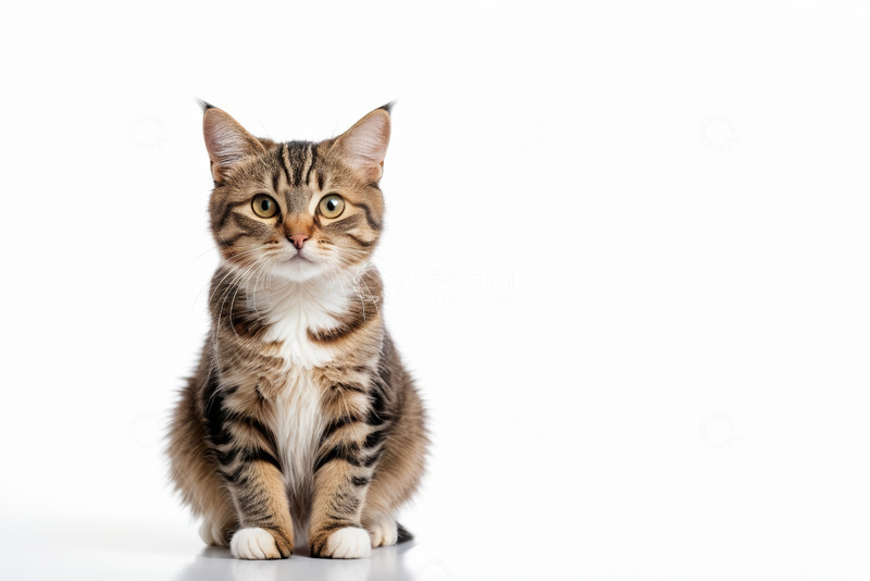 高清大图下载【趣麦麦图】坐立的虎斑猫特写