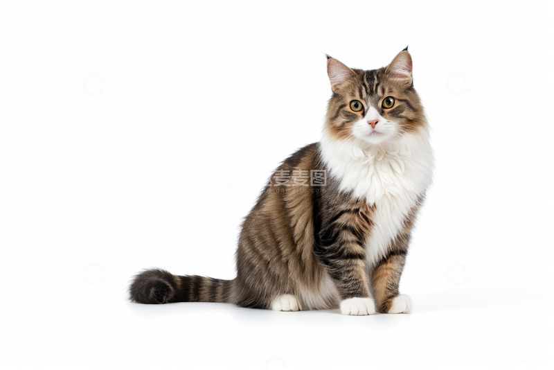高清大图下载【趣麦麦图】坐姿长毛猫特写