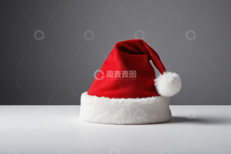 高清大图下载【趣麦麦图】红色圣诞老人帽子特写