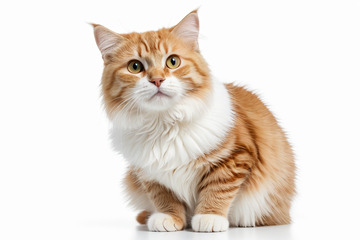 橘白长毛猫正坐特写