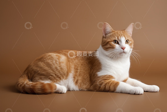 橘白相间猫咪趴卧姿态