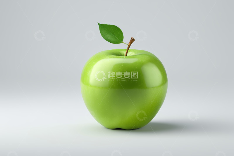 高清大图下载【趣麦麦图】单个青苹果静物特写