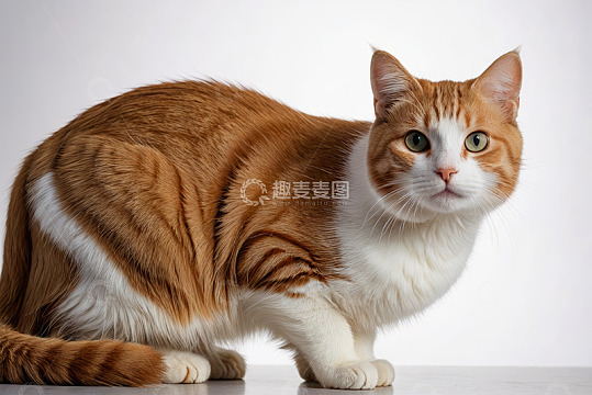 橘白相间猫咪蹲坐姿态