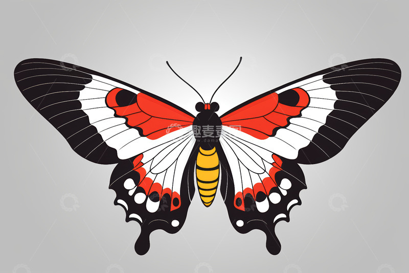 高清大图下载【趣麦麦图】彩色蝴蝶插画素材