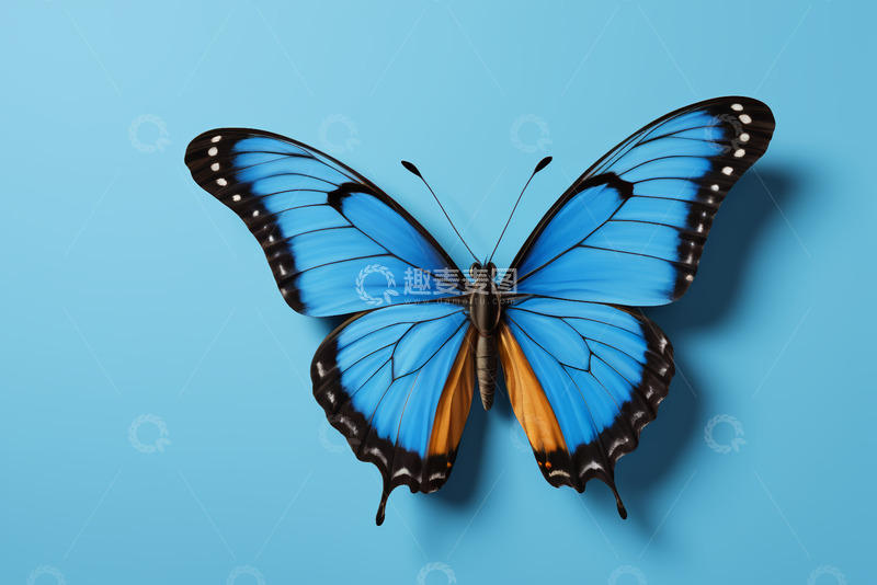 高清大图下载【趣麦麦图】蓝色蝴蝶特写