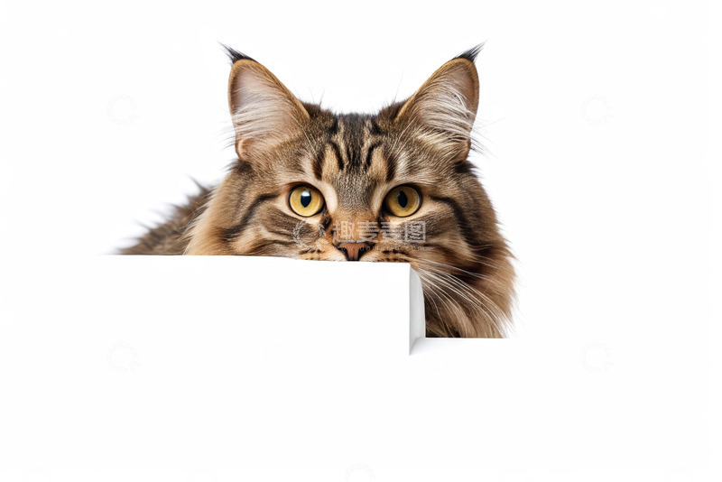 高清大图下载【趣麦麦图】长毛猫探头好奇张望