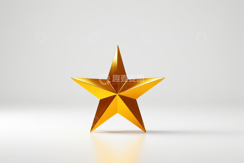 高清大图下载【趣麦麦图】金色立体五角星装饰素材