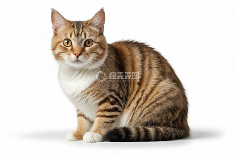 高清大图下载【趣麦麦图】坐姿条纹猫特写