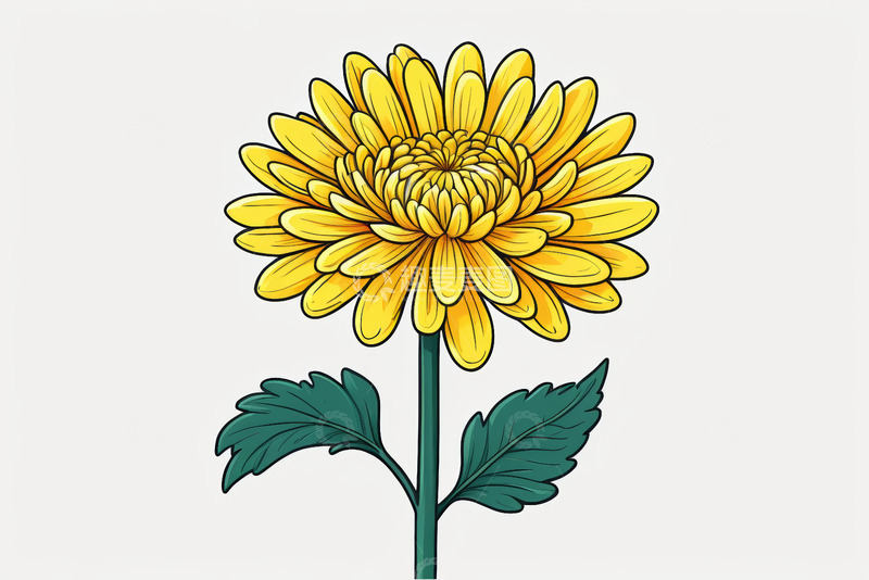 高清大图下载【趣麦麦图】黄色菊花插画