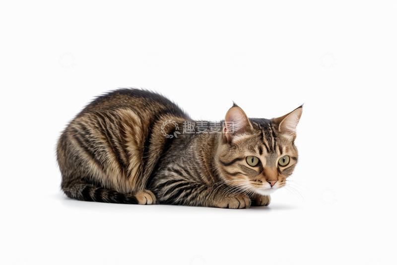 高清大图下载【趣麦麦图】趴着的虎斑猫特写