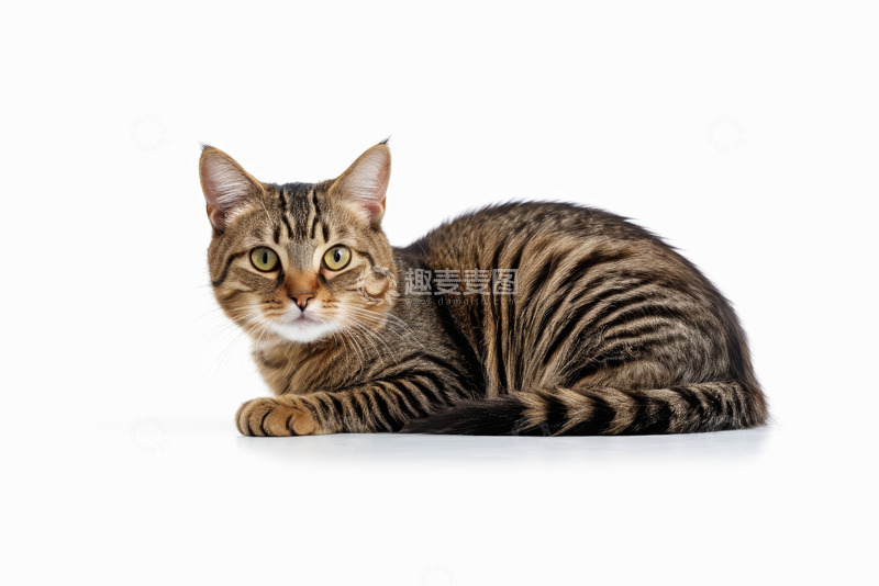 高清大图下载【趣麦麦图】条纹猫趴卧特写
