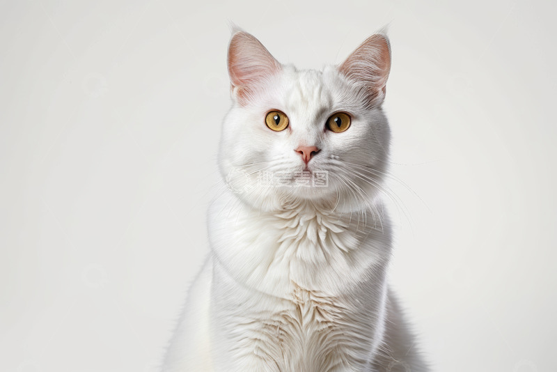 高清大图下载【趣麦麦图】白色猫咪正面特写