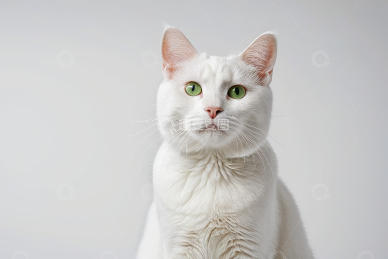高清大图下载【趣麦麦图】白色猫咪正面特写