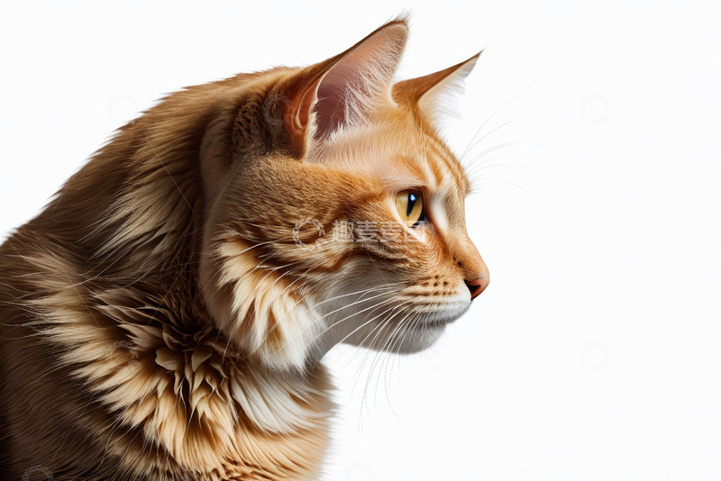 高清大图下载【趣麦麦图】橘色长毛猫侧面特写