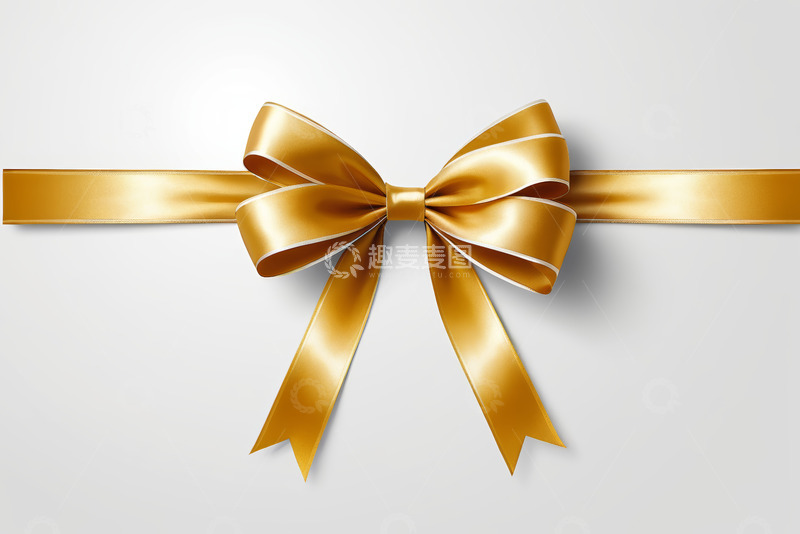高清大图下载【趣麦麦图】金色丝带蝴蝶结装饰素材