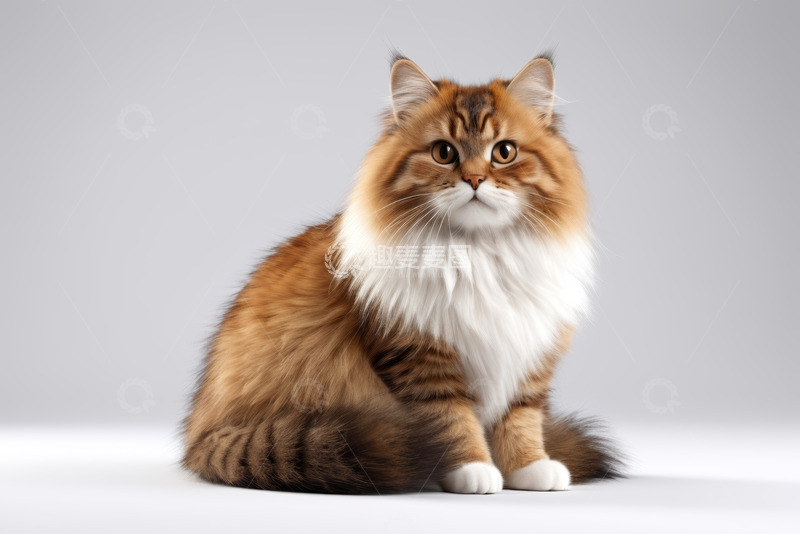 高清大图下载【趣麦麦图】坐姿长毛猫特写