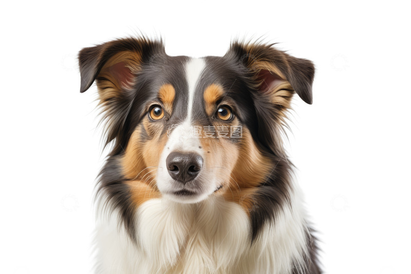 高清大图下载【趣麦麦图】三色毛发牧羊犬正面特写