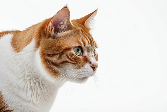 橙白相间猫咪侧头特写