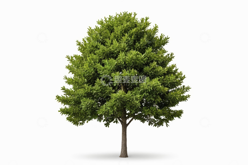 高清大图下载【趣麦麦图】单棵绿树独立白色背景
