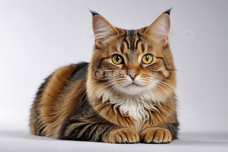 高清大图下载【趣麦麦图】缅因猫趴卧特写