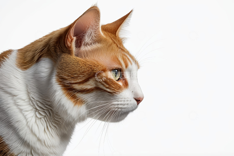 高清大图下载【趣麦麦图】橙白相间猫咪侧面特写