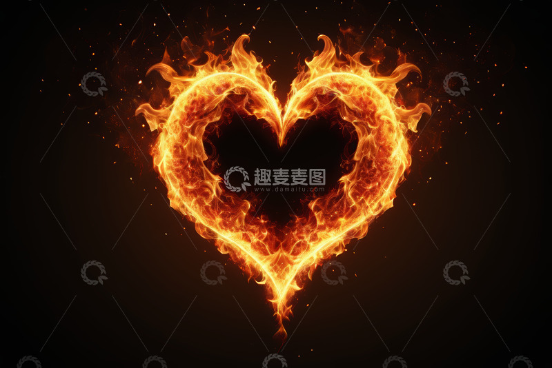 高清大图下载【趣麦麦图】火焰心形图案素材