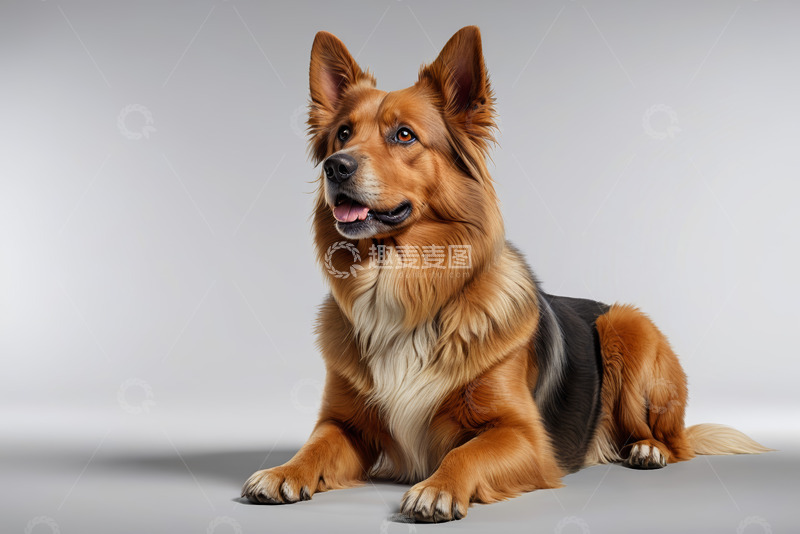 高清大图下载【趣麦麦图】趴卧的长毛狗宠物特写