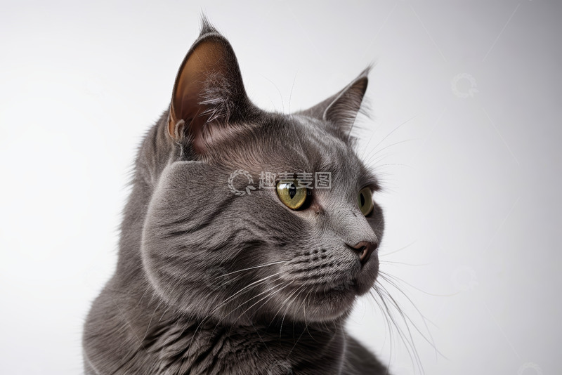 高清大图下载【趣麦麦图】灰猫侧面特写