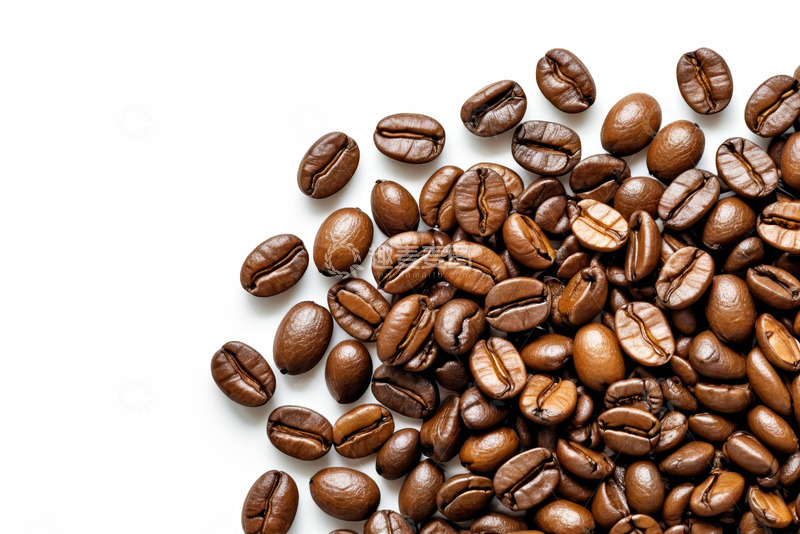 高清大图下载【趣麦麦图】白色背景上的咖啡豆特写
