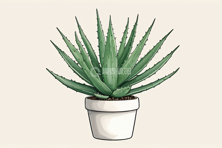 盆栽芦荟插画