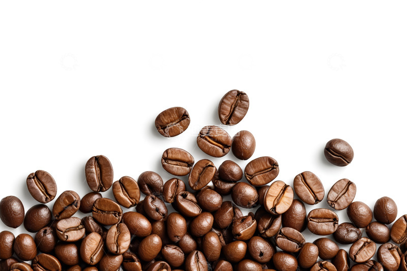 高清大图下载【趣麦麦图】白色背景上的咖啡豆