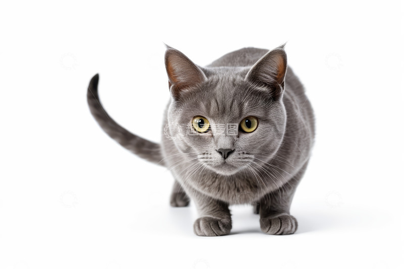 高清大图下载【趣麦麦图】灰色猫咪正面特写