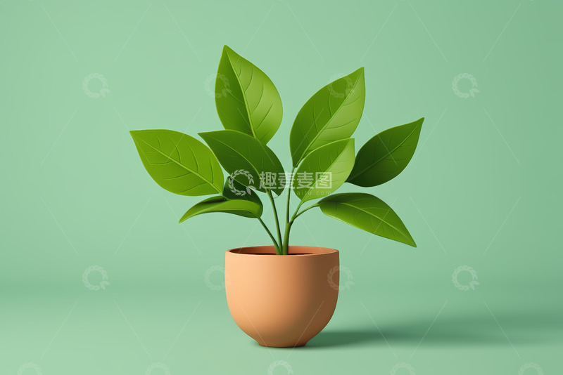 高清大图下载【趣麦麦图】陶盆绿植特写