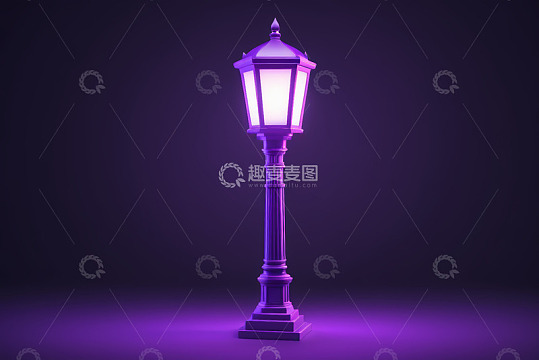 紫色发光复古风格路灯