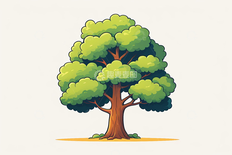卡通风格绿色大树插画