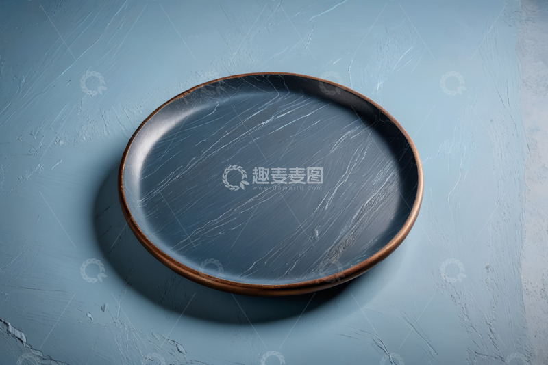 高清大图下载【趣麦麦图】蓝色背景上的棕色边缘圆盘