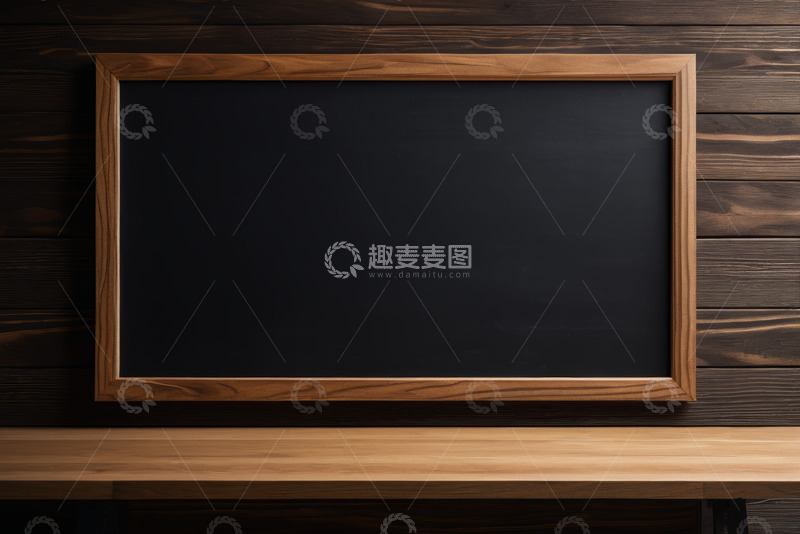 高清大图下载【趣麦麦图】木质背景框内空白黑板