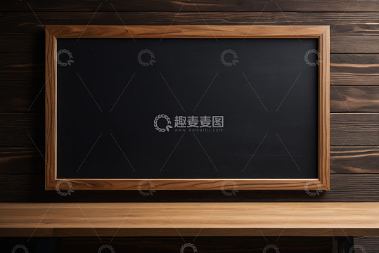 木质背景框内空白黑板