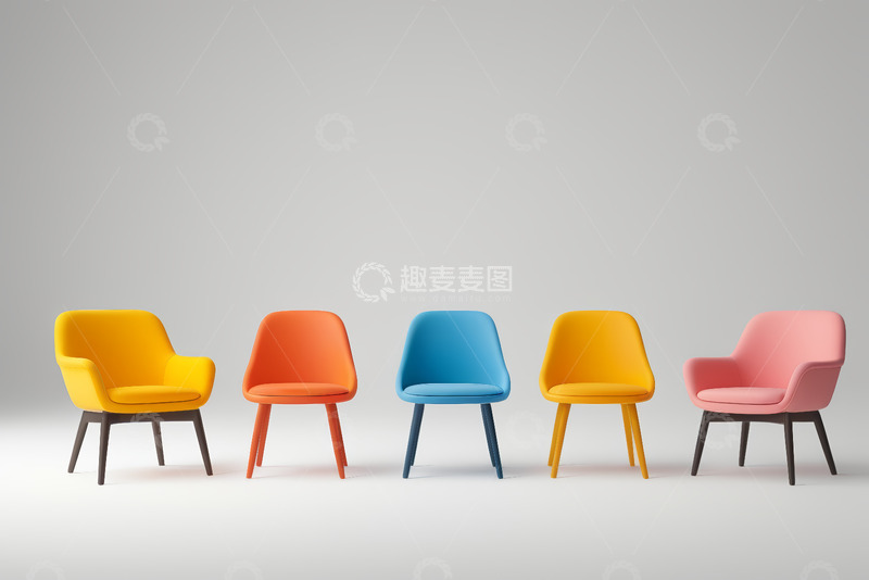 高清大图下载【趣麦麦图】多彩现代风格椅子展示