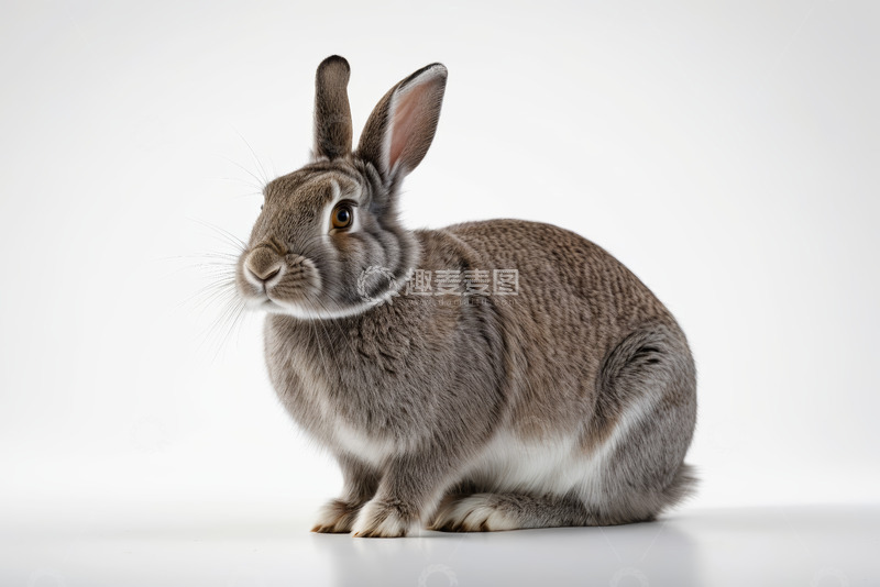 高清大图下载【趣麦麦图】灰色兔子正坐特写