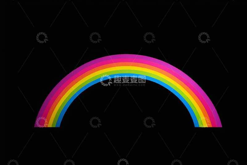 高清大图下载【趣麦麦图】黑色背景上的彩色彩虹图案