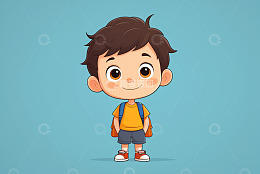背着书包的卡通小男孩形象