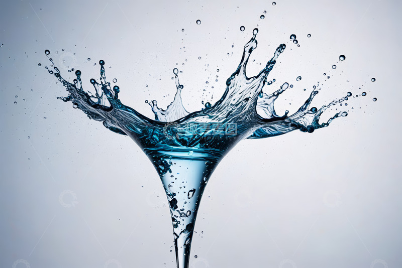 高清大图下载【趣麦麦图】蓝色水花飞溅玻璃杯画面